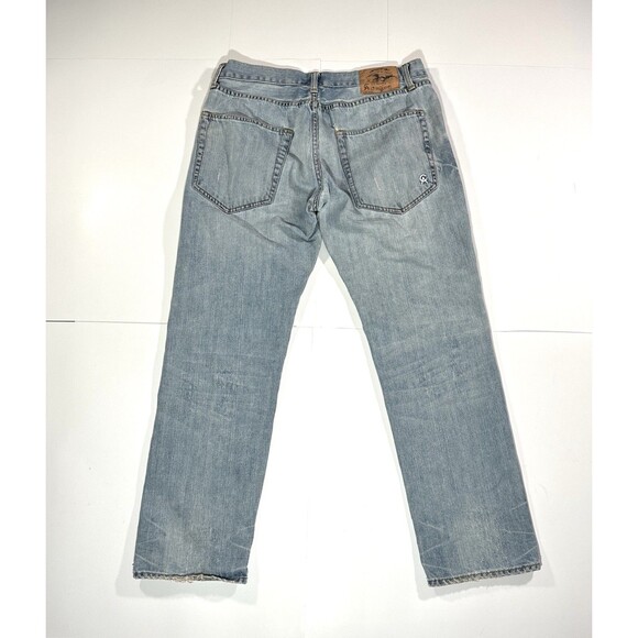 Christian Audigier Jeans Mens 34x32 Washed Blue Y2K Straight Leg Distressed RARE - Picture 1 of 15